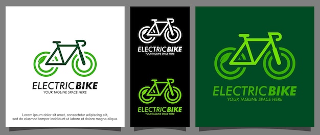 Vettore modello di logo per bicicletta elettrica ecologica
