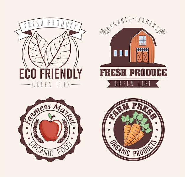 Vector eco friendly labels set