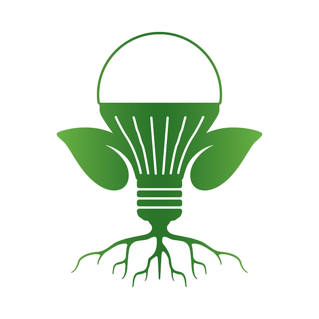 Экологически чистая или зеленая энергетическая концепция комбинации светодиодных ламп и растений