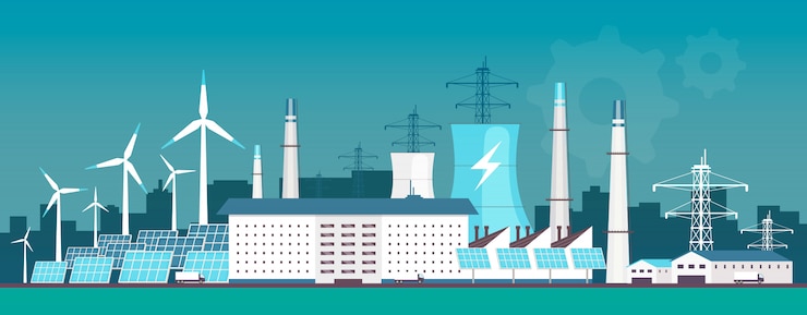 Vector eco friendly power plant