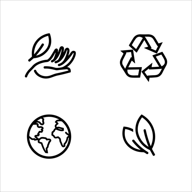 Vector eco friendly related thin line icon set in minimal style linear ecology icons