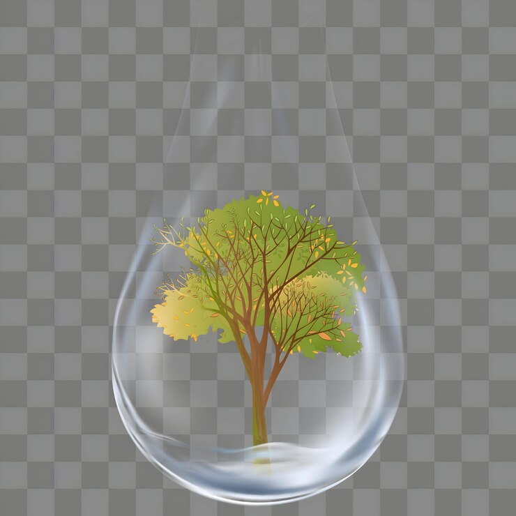 Vector eco-friendly tree in a water drop