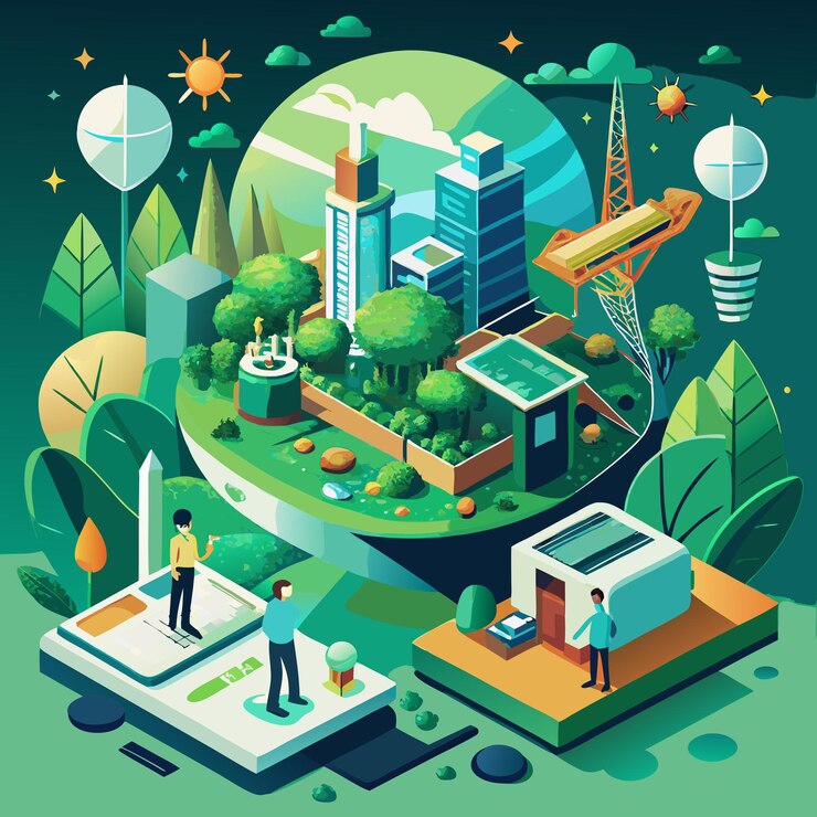 Vector eco friendly vector illustration for sustainable cities