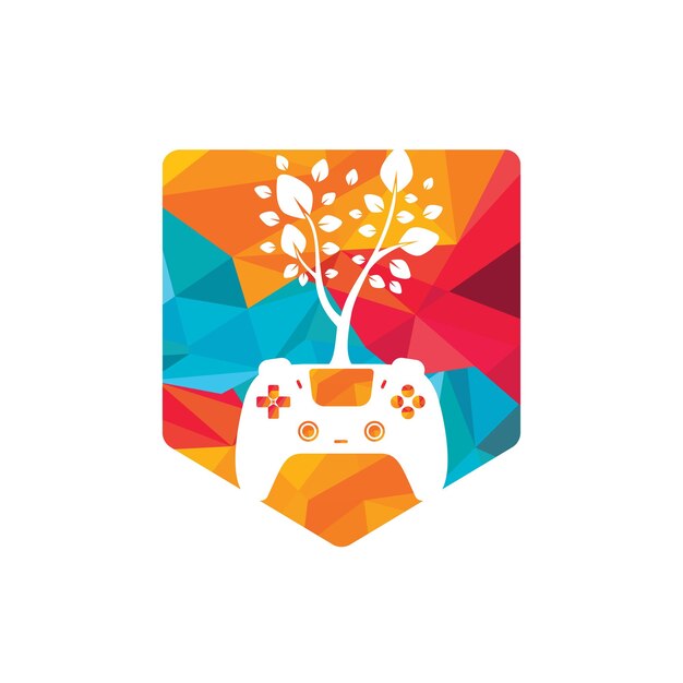 Vector eco game vector logo ontwerp groen gamepad vers blad natuur logo ontwerp