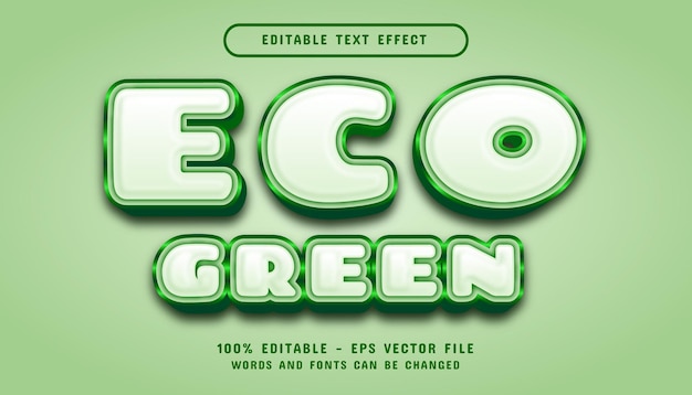 Eco green 3d editable text effect