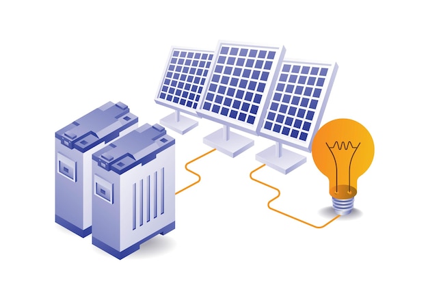 Eco green concept of solar power flow