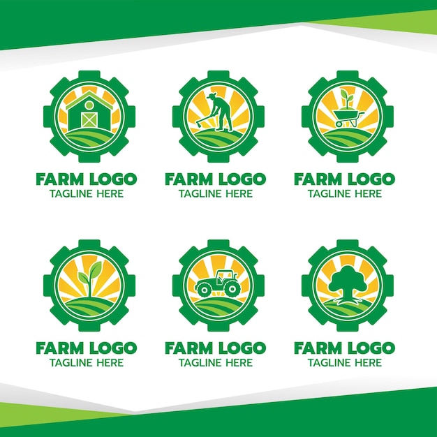 Eco green farm circle logo vector