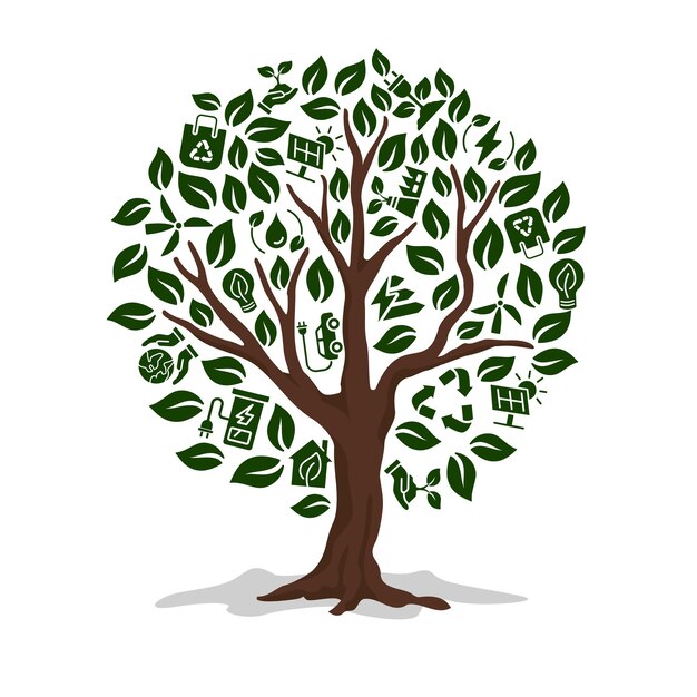 Eco green icons tree Ecology and nature green icons set vector