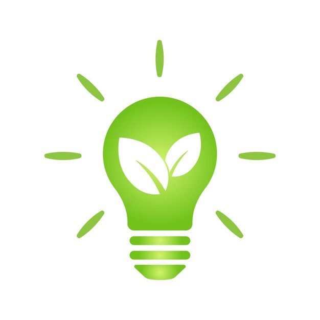 Eco green leaf icon in light bulb Bio nature green eco symbol for web and business. Simple flat illustration