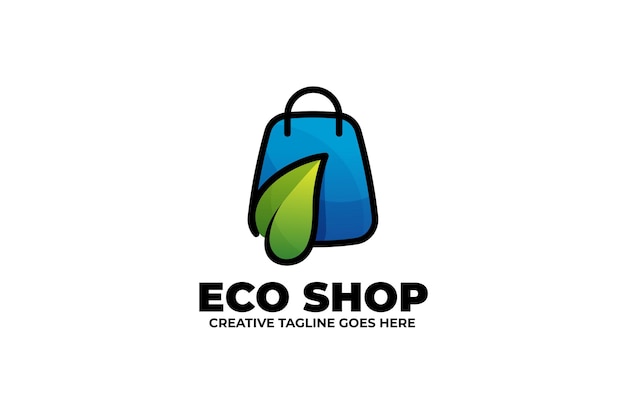 Eco Green Shopping Bag Monoline Logo