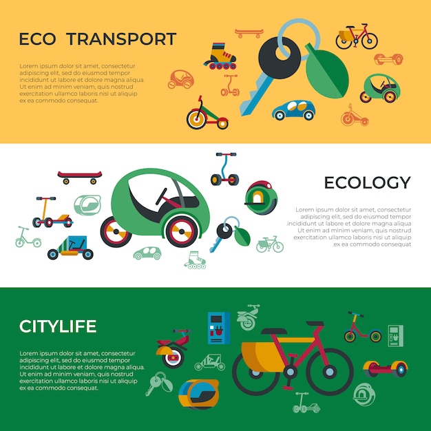 Set di icone di tecnologia di trasporto eco verde