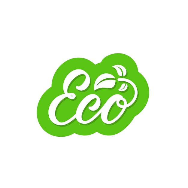 Eco handgeschreven inscriptie. klaar ontwerp voor gebruik in embleem, sticker, badge, verpakking, tag en logo. vector kalligrafische tekst.