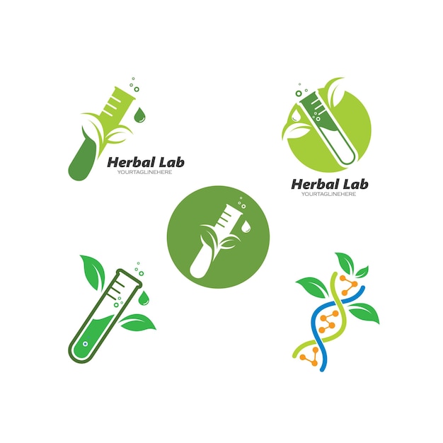 Дизайн векторной иллюстрации логотипа эко-травяной лаборатории