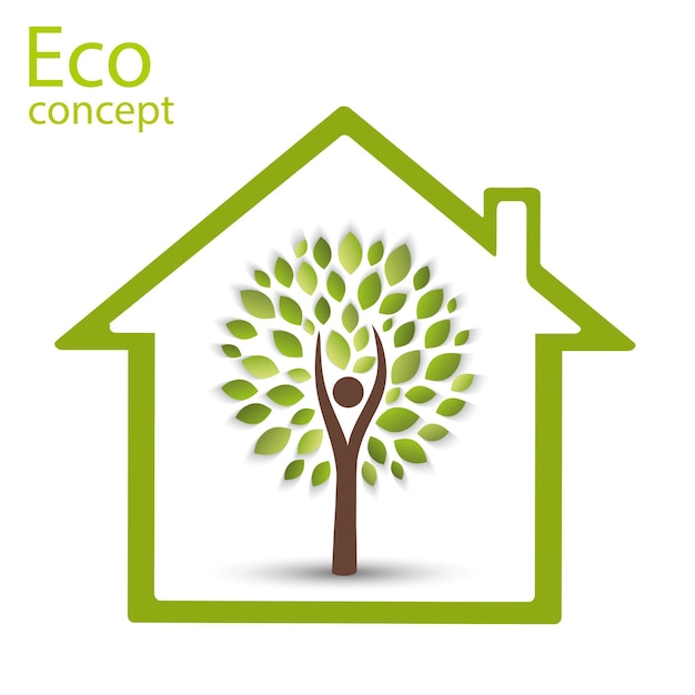 Eco house Ecology concept Tree inside a green house illustration modern template design