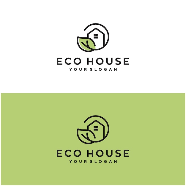 Vector eco house logo design template