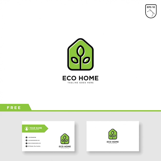 Eco house logo vector- en visitekaartjesjabloon