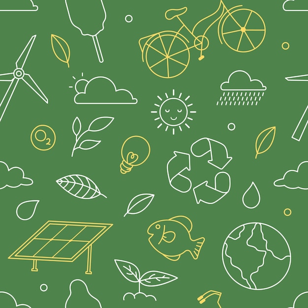 Eco icon doodle seamless pattern background wallpaper