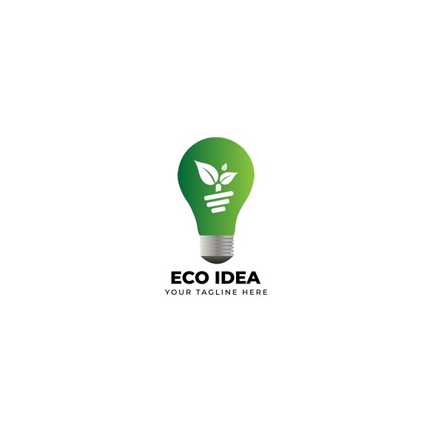 Eco idee-logo met een gloeilamp en een plant erop