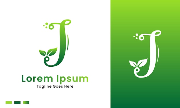 Eco initial letter I with gradient nature green leaf logo icon and illustration design