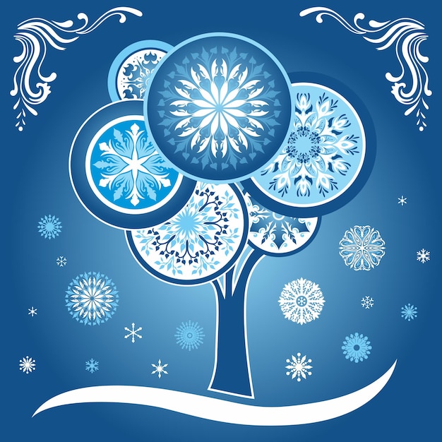 Eco Kerst illustratie met elegante ornamenten op blauwe achtergrond