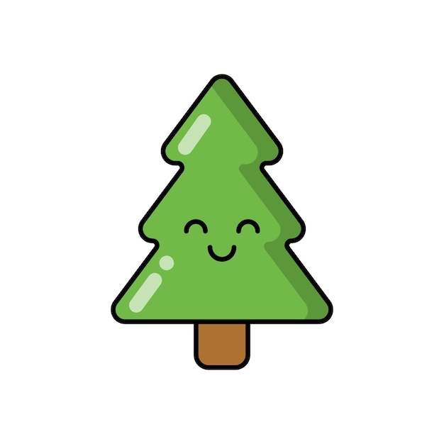 Eco-kerstboom voor patches, badges, stickers, logo's Leuk grappig pictogram in Aziatische Japanse kawaii-stijl