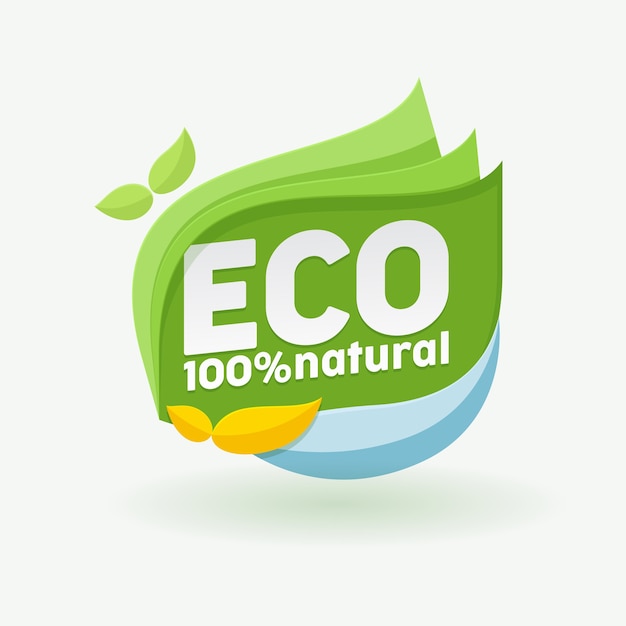 에코 라벨. 건강한 제품, 농장 신선한 식품을위한 100 % 천연 배지