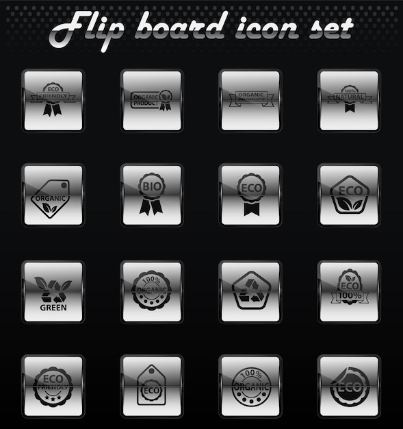 Vector eco label vector flip mechanical icons for user interface design