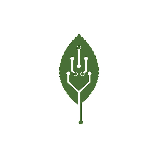 Eco leaf circuit tech vector icon