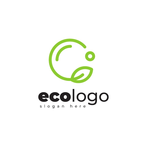 Vettore eco leaf geometrica monoline logo design