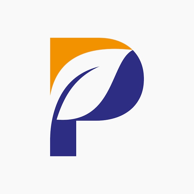 Eco Leaf Logo On Letter P Concept With bio leaf icon