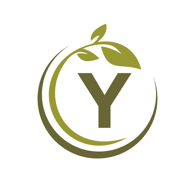 Eco Leaf-logo op letter Y vector sjabloon