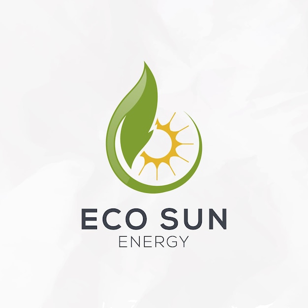 Eco Leaf Sun Energy Logo Design Vector Template