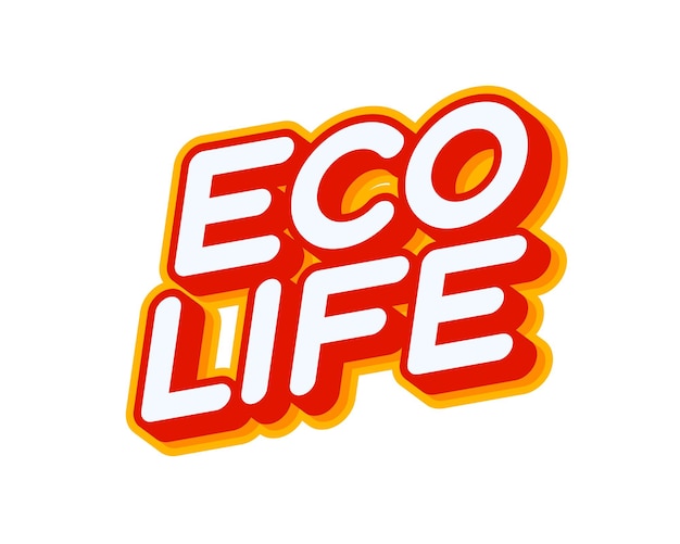 Eco life современная типографская фраза письмо изолировано на белом цветном текстовом эффекте векторного дизайна текст или надписи на английском языке современный и креативный дизайн имеет красный оранжевый желтый цвет