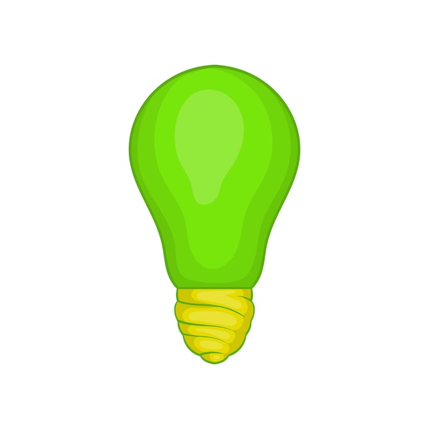 Eco light bulb icon in cartoon style isolated on white background Electricity symbol
