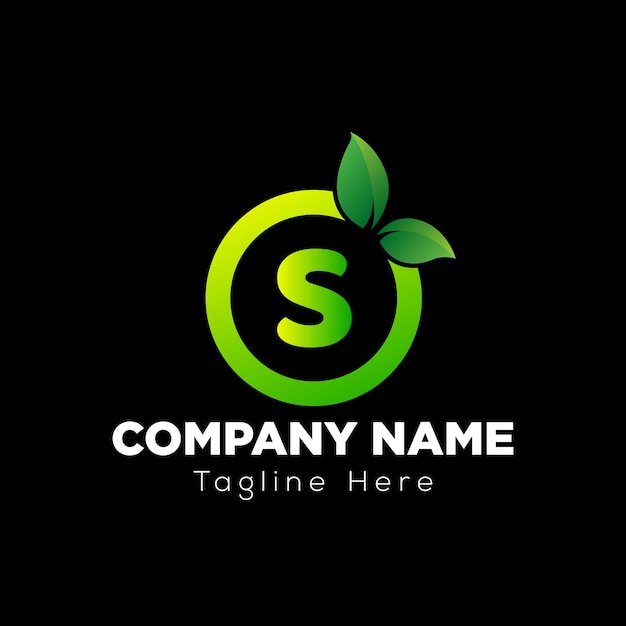 Eco Logo On Letter S Template. Eco On S Letter, Initial Eco, Leaf, Nature, Green Sign Concept