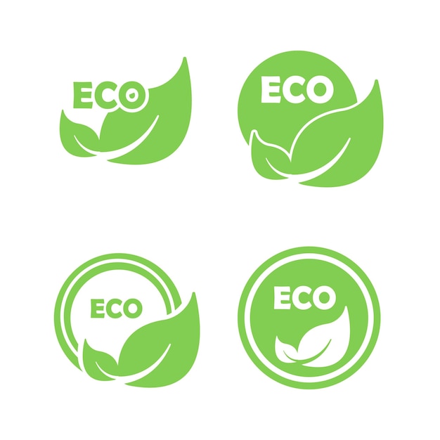 Eco logo with green leaf concept