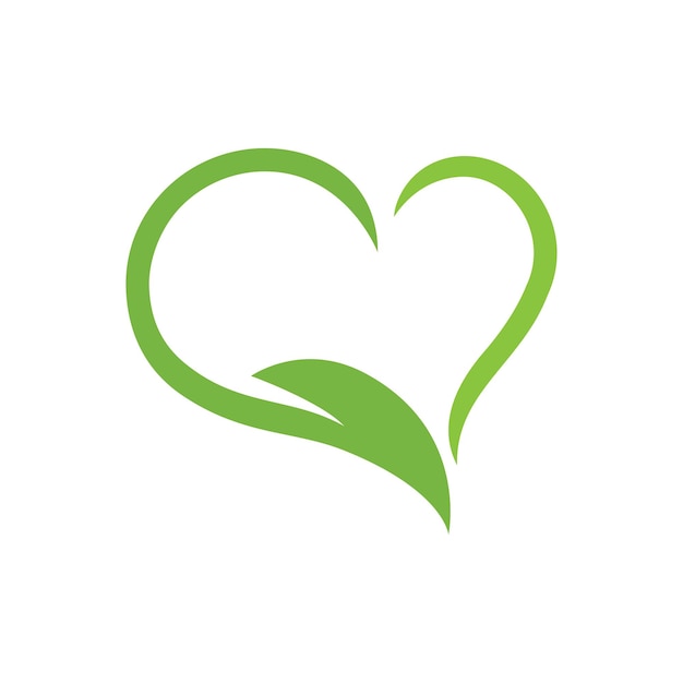 Vettore il logo dell'amore, l'amore per la natura, il logo vettoriale, il concetto eco, l'icona, l'illustrazione.
