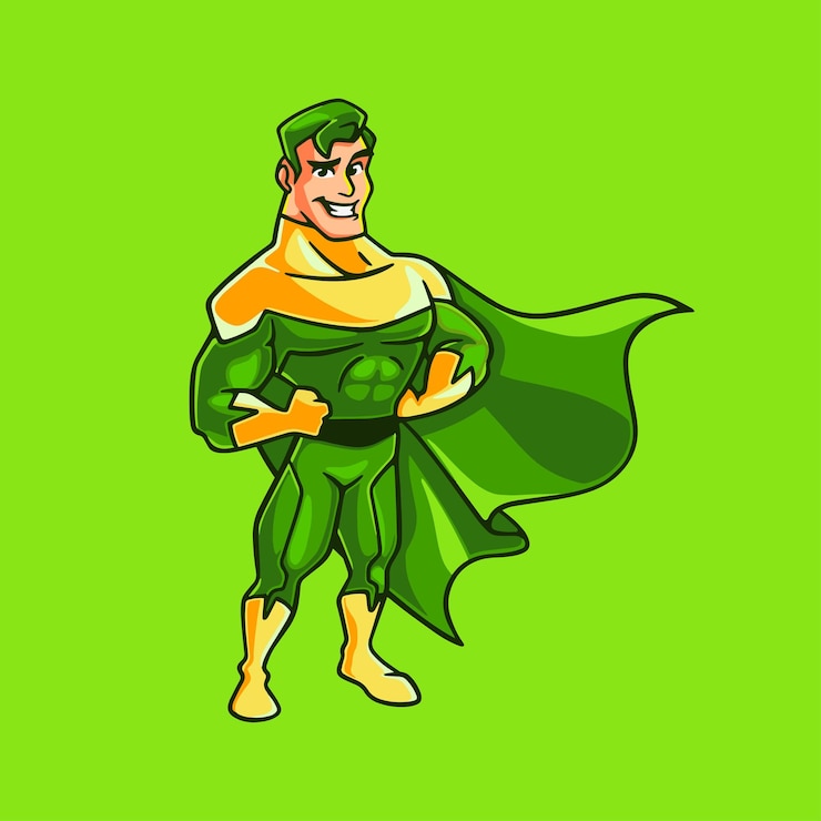Vector eco man environment superhero cartoon mascot