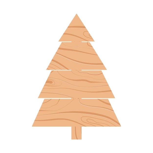 Eco natural Christmas tree made of light wooden boards isolated Save the planet zero waste concept