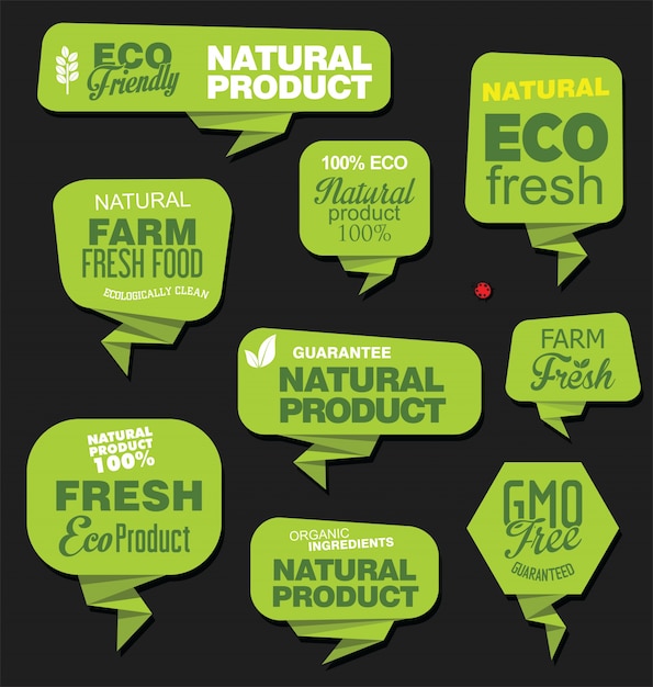 Vector eco and natural stickers