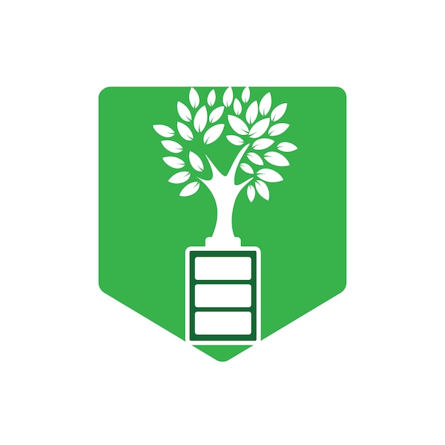 Eco nature and battery logo template design illustration design