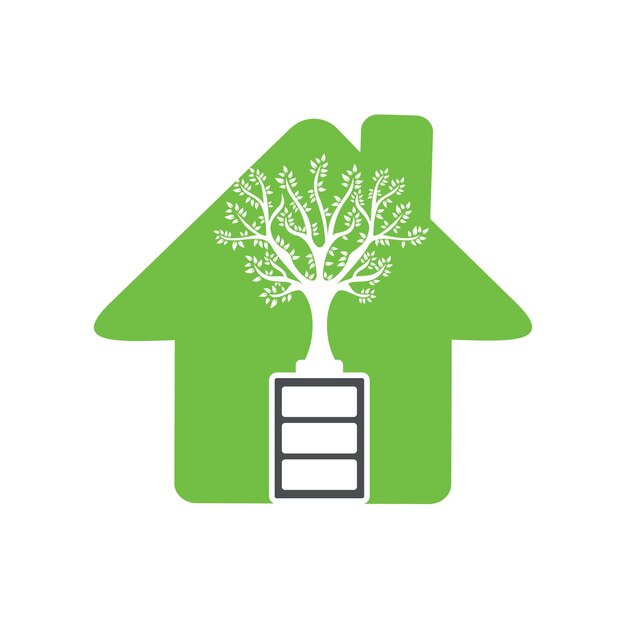 Vector eco nature home and battery logo template design illustration design