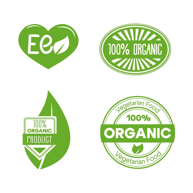 Vector eco organic vector design badge collection