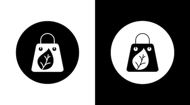 Eco paper bag Icon Design Black and white