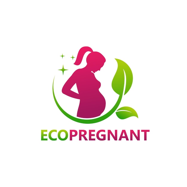 Eco pregnant logo template design vector, emblem, design concept, creative symbol, icon