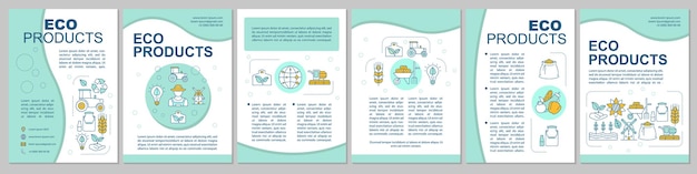 Layout modello brochure prodotti ecologici agricoltura ecologica volantino opuscolo stampa design con icone agricoltura biologica layout di pagina vettoriale per riviste relazioni annuali poster pubblicitari