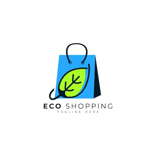 Design del logo dello shopping ecologico per il marchio del negozio online