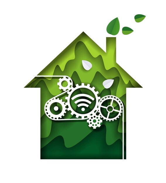 Eco smart home vettore logo astratto papercut