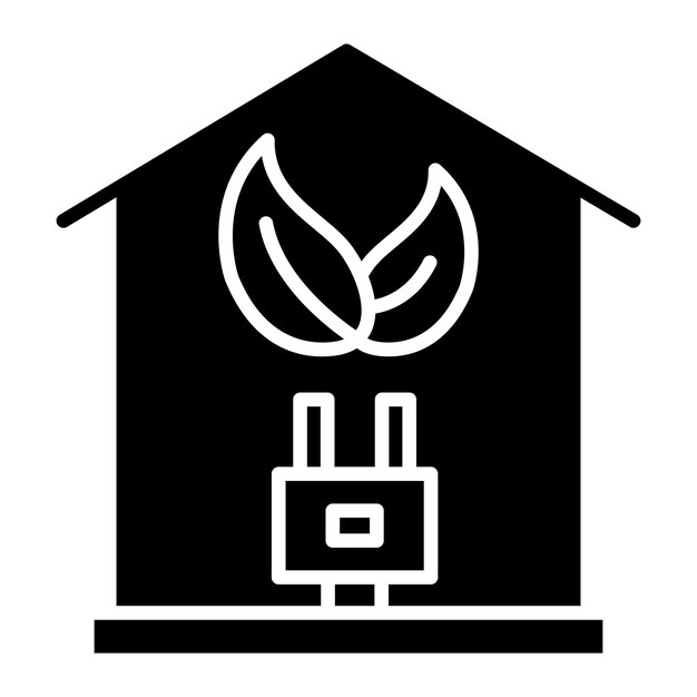 Eco Solar Home Glyph Solid Zwarte illustratie