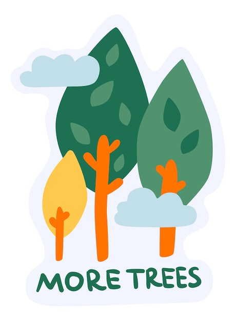 Vector eco sticker with green trees green lifestyle slogan